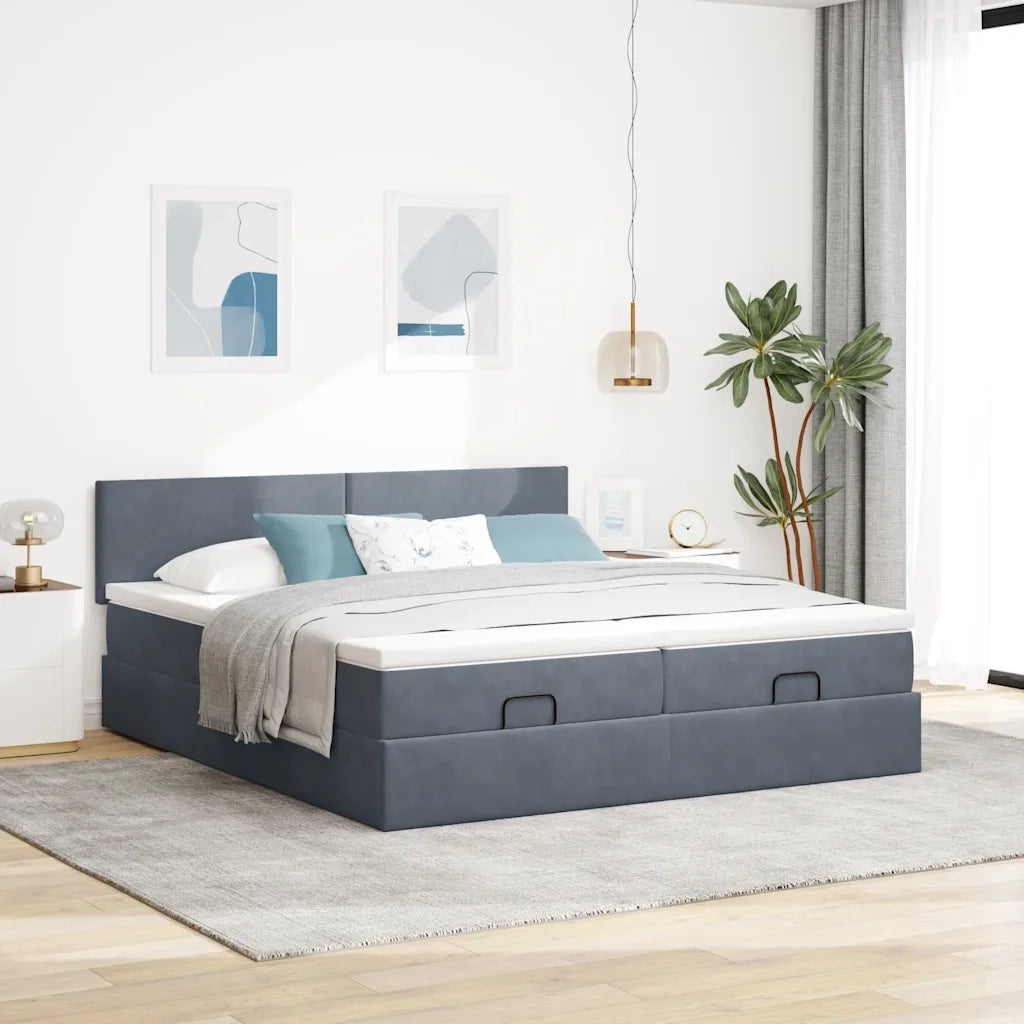 Struttura Letto Pouf con Materassi 200x200 cm Velluto 3312063