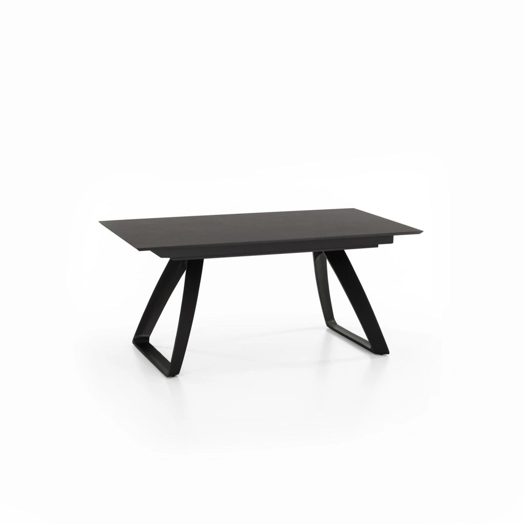 Tavolo Allungabile Barret Grigio Scuro 170/270x90 cm in HPL su MDF con Gambe in Metallo Verniciato Nero - Design Moderno Funzionale