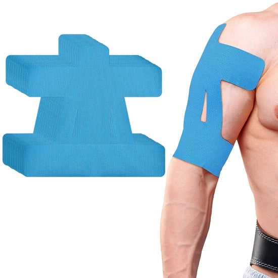 Tape Kinesio Voorgesneden - Acqua-Resistente - Fisioterapico - Adesivo Elastico - Comfort di Portata - Respira - 10 Unità - Fisioterapico