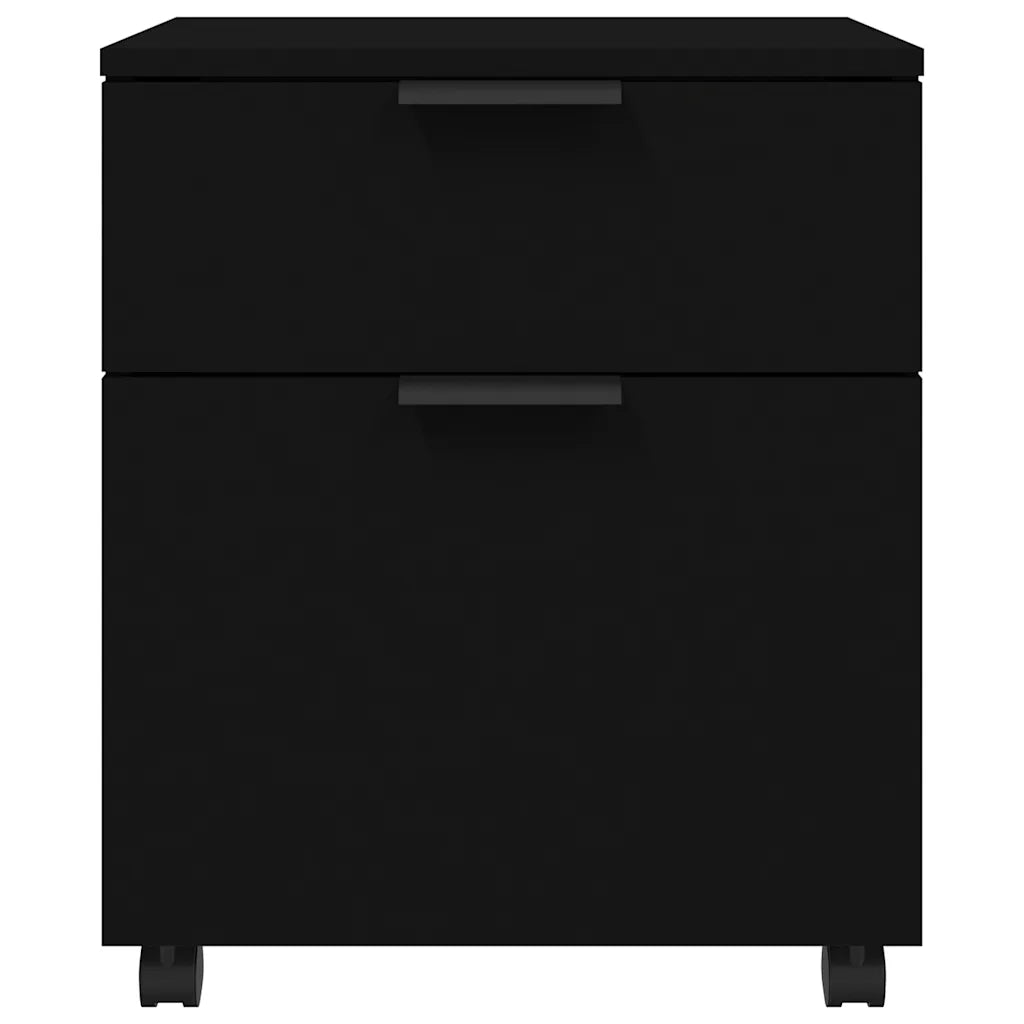 Schedario con Ruote Nero 45x38x54 cm in Legno Multistrato 811521