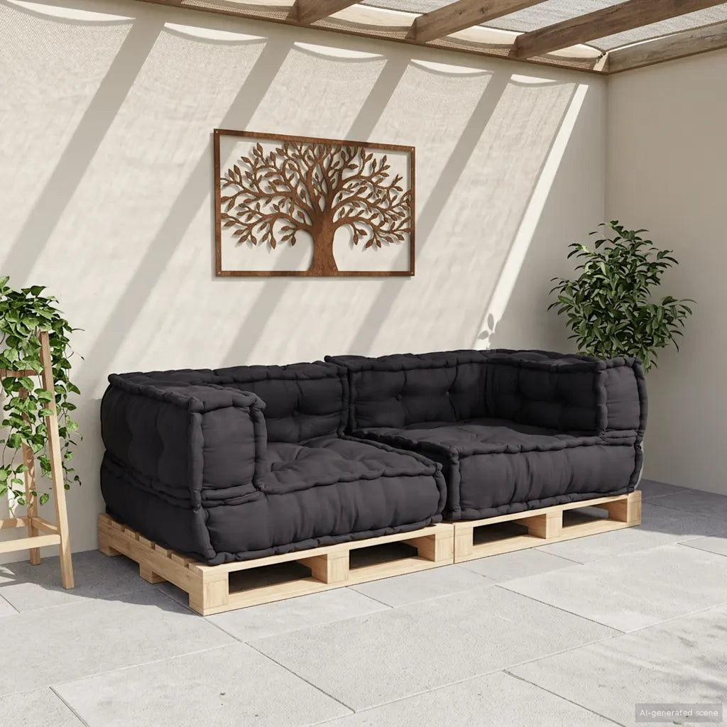 Divano Modulare a 2 Posti-Sofa Modulare-Divanetto Antracite 140x70x36 in Tessuto