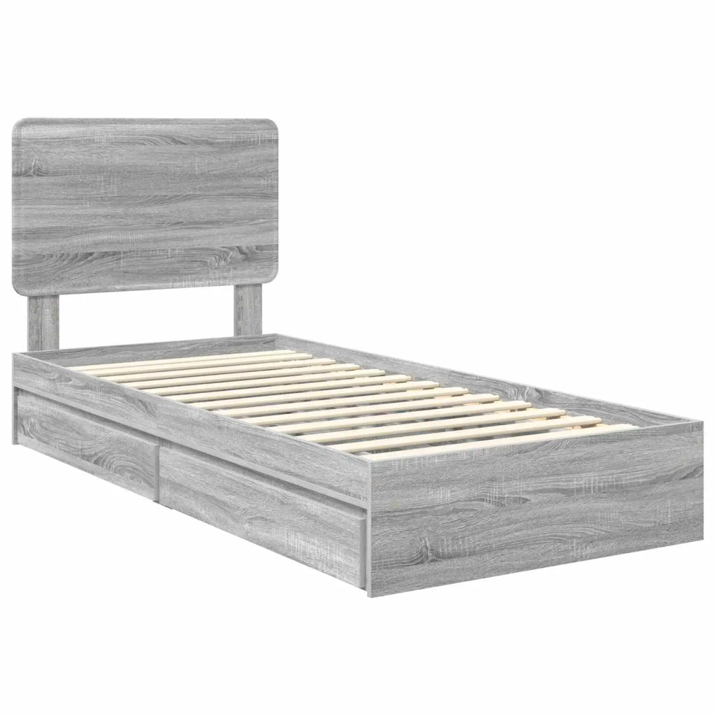 Letto con Contenitore con testiera Grigio Sonoma 100 x 200 cm 3412719
