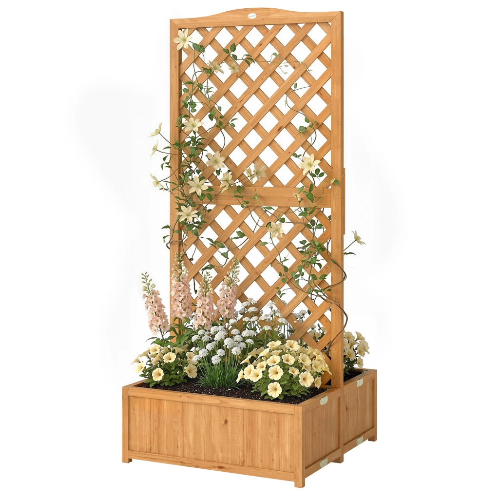 Fioriera con Grigliato in Legno ¨C Xylo ¨C 2 Cassette Pieghevoli 73x70x170 cm Naturale