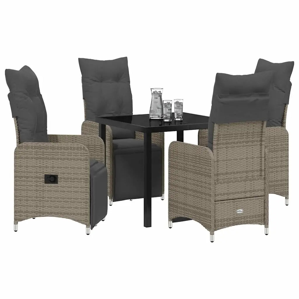 Set da Pranzo per Giardino con cuscino 5 pcs Beige polyrattan