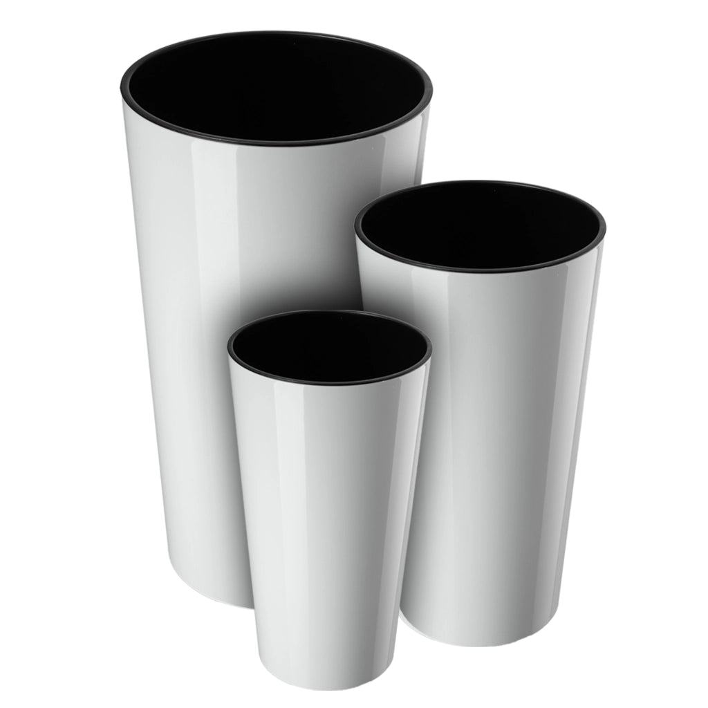 Vaso da fiori KADAX 47 cm con coperchio e inserto, in plastica bianca.