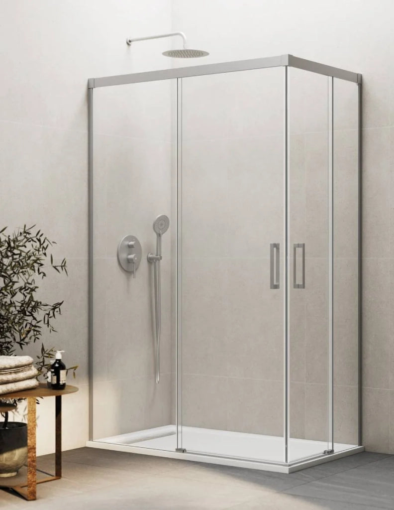 Box doccia ingresso angolare 2+2 THALASSA (BASIC) 95x75 cm Nichel vetro trasparente