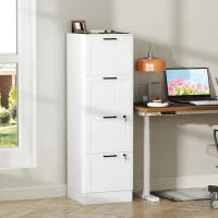 Mobile per ufficio in legno con 4 cassetti e serratura, barre di sospensione regolabili, 40 x 40 x 131 cm, Bianco