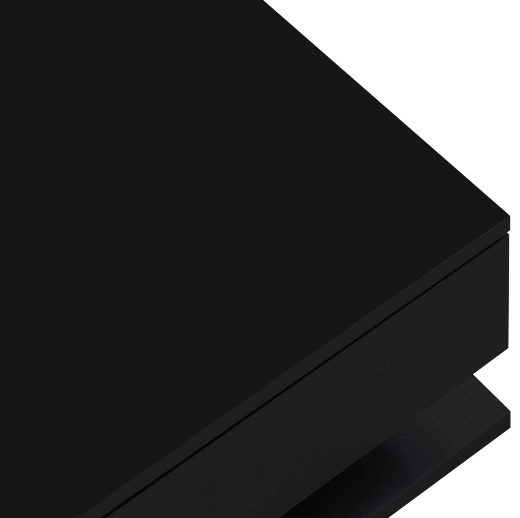 Tavolino da salotto moderno 105x55x32;5 cm in truciolare nero lucido con LED