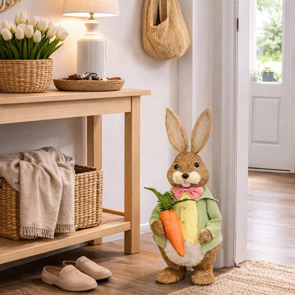 Coniglio di campagna Grande con Vestito e Carota h 80 cm