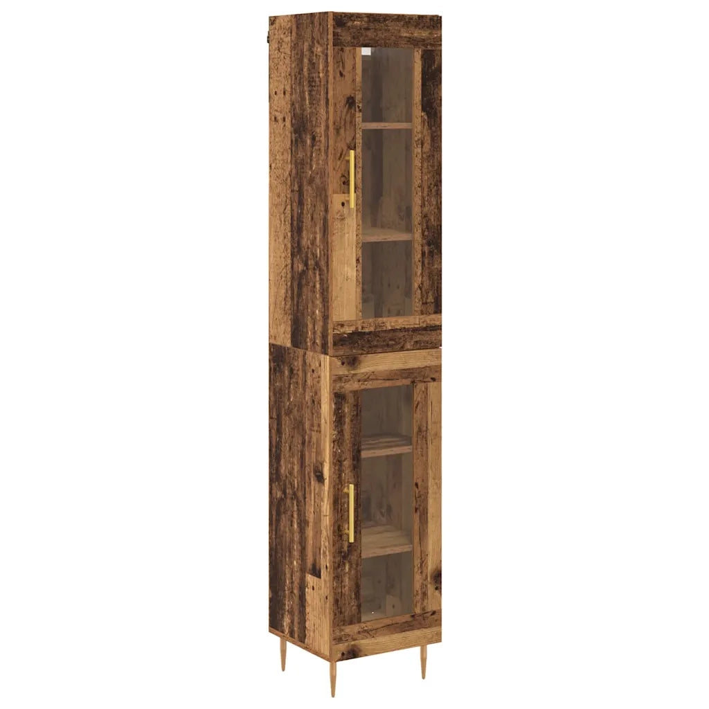 Credenza 2 pz | Madia | Buffet da pranzo | Armadio da pranzo Legno vecchio Vetro