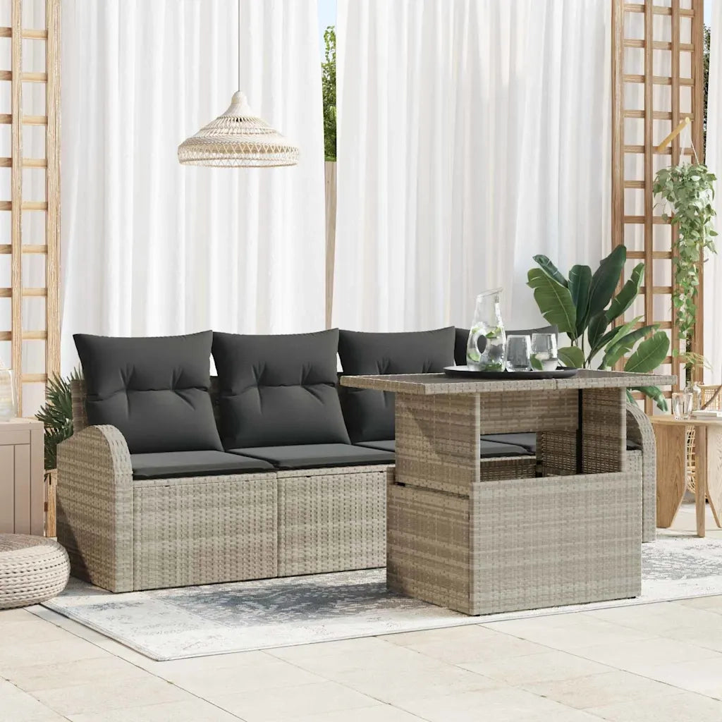 Set Divano da Giardino con cuscino 5 pcs Grigio chiaro
