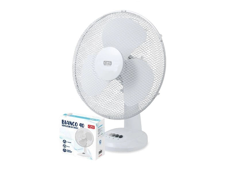 Ventilatore da tavolo CFG Bianco 40 diametro 40cm 3 velocità