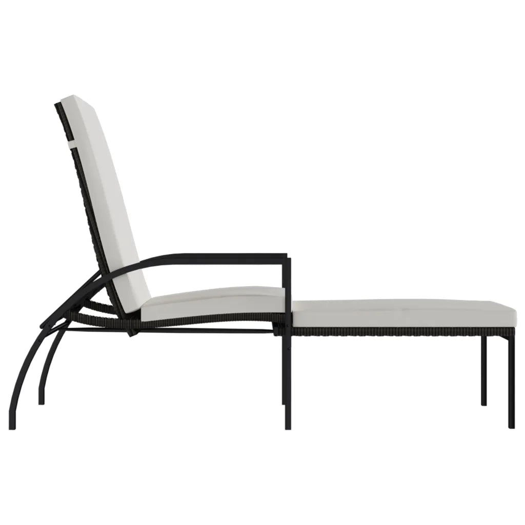Lettino Prendisole con Poggiapiedi in Rattan PE Marrone cod mxl 23234