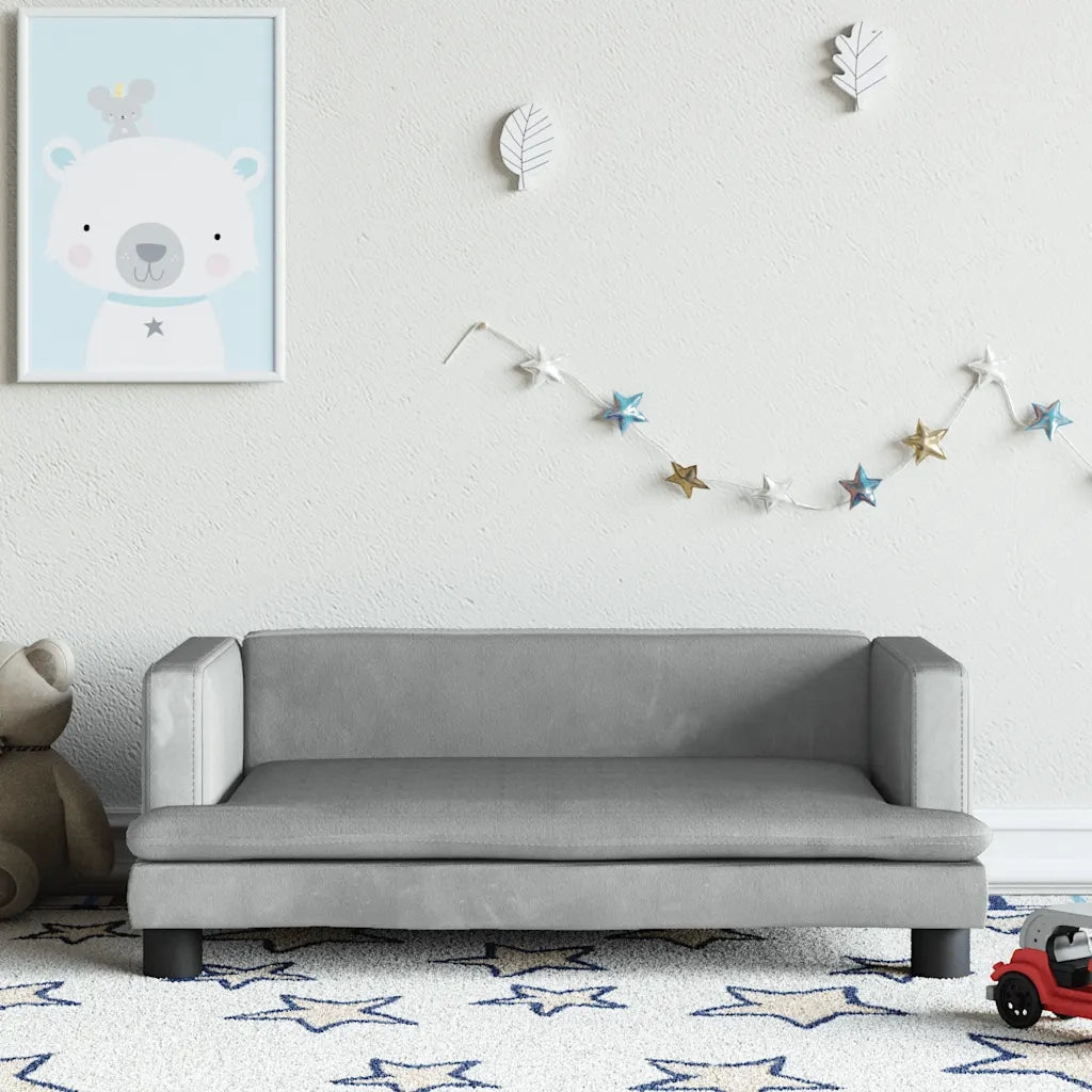 Divano per Bambini-Sofa-Divanetto Grigio Chiaro 80x45x30 cm in Velluto