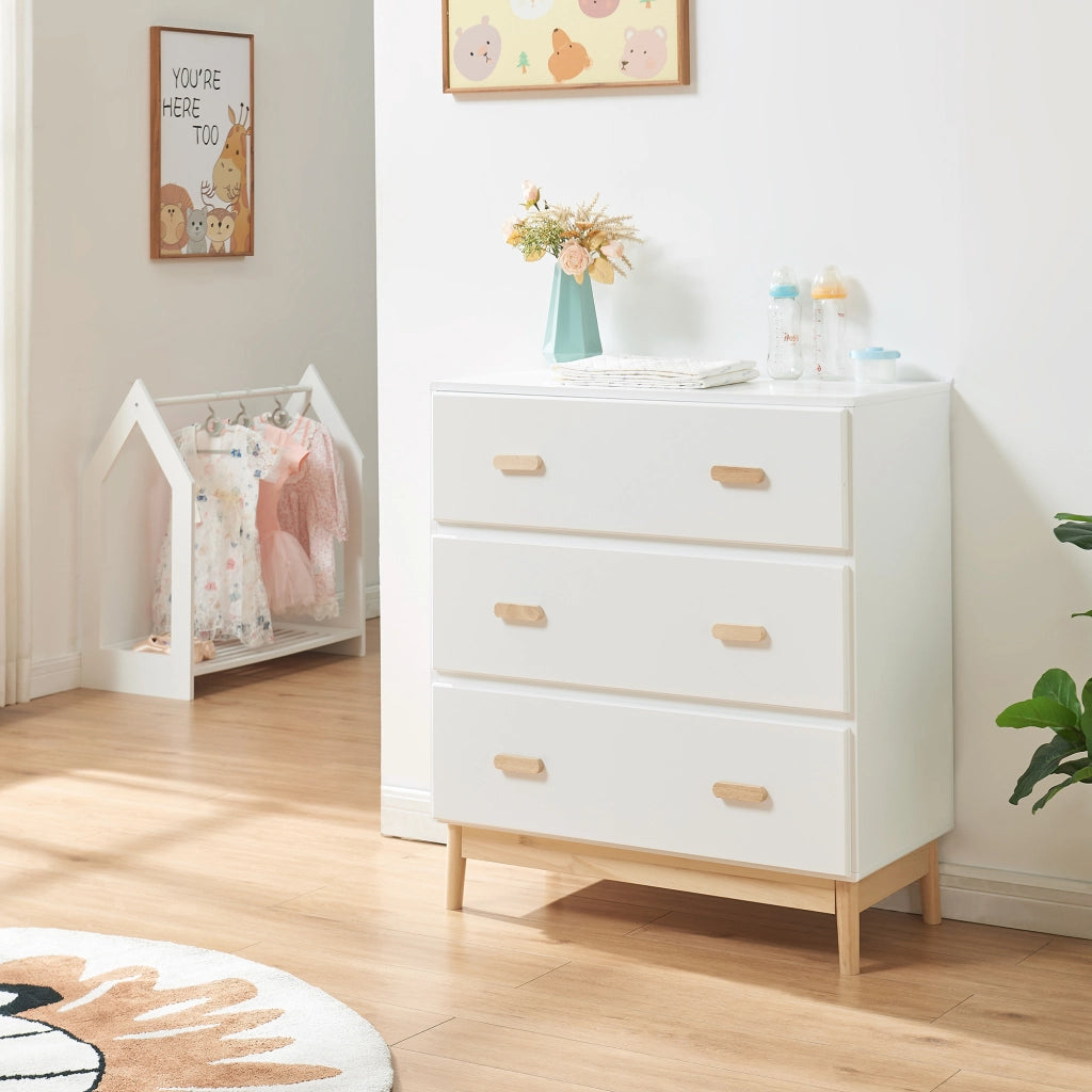 Cassettiera Sarievn con 3 Cassetti e Piano Fasciatoio Rimovibile 100 x 80 x 53 cm - Bianco [en.casa]