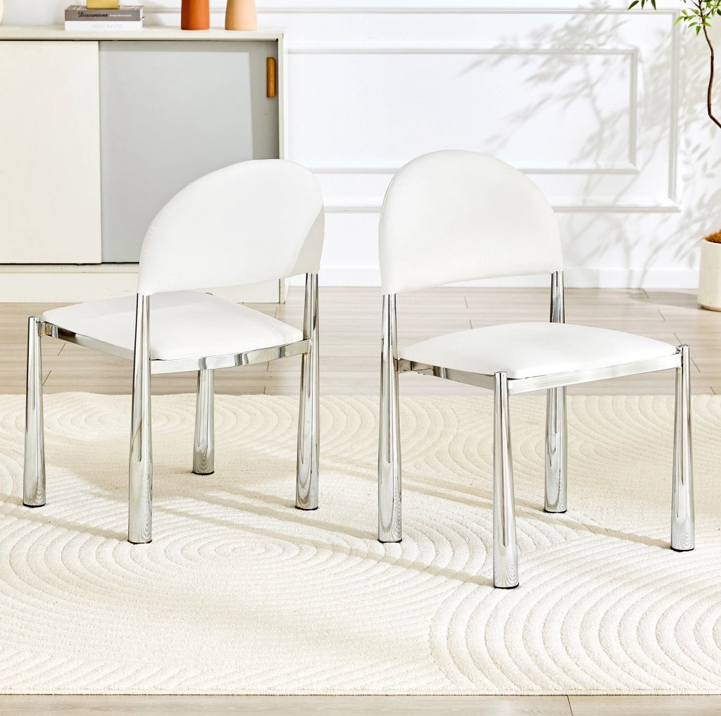 Set di 2 sedie da pranzo con schienale ergonomico in PU bianco