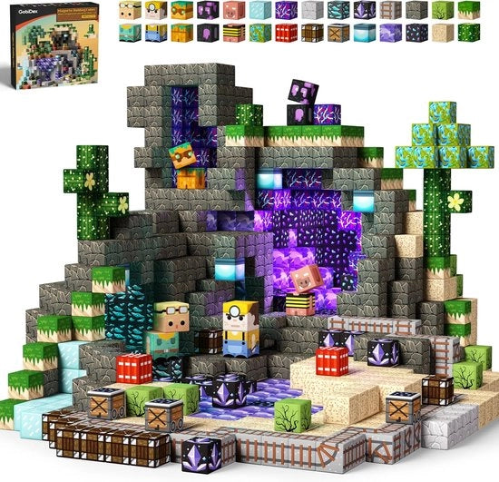 Set di Blocchi Magnetici - 100 Pezzi - Giocattolo STEM Magnetico con Blocchi con Foro - Set di Costruzione Creativo per Bambini a Partire da 3 Anni - Regalo per Ragazzi e Ragazze