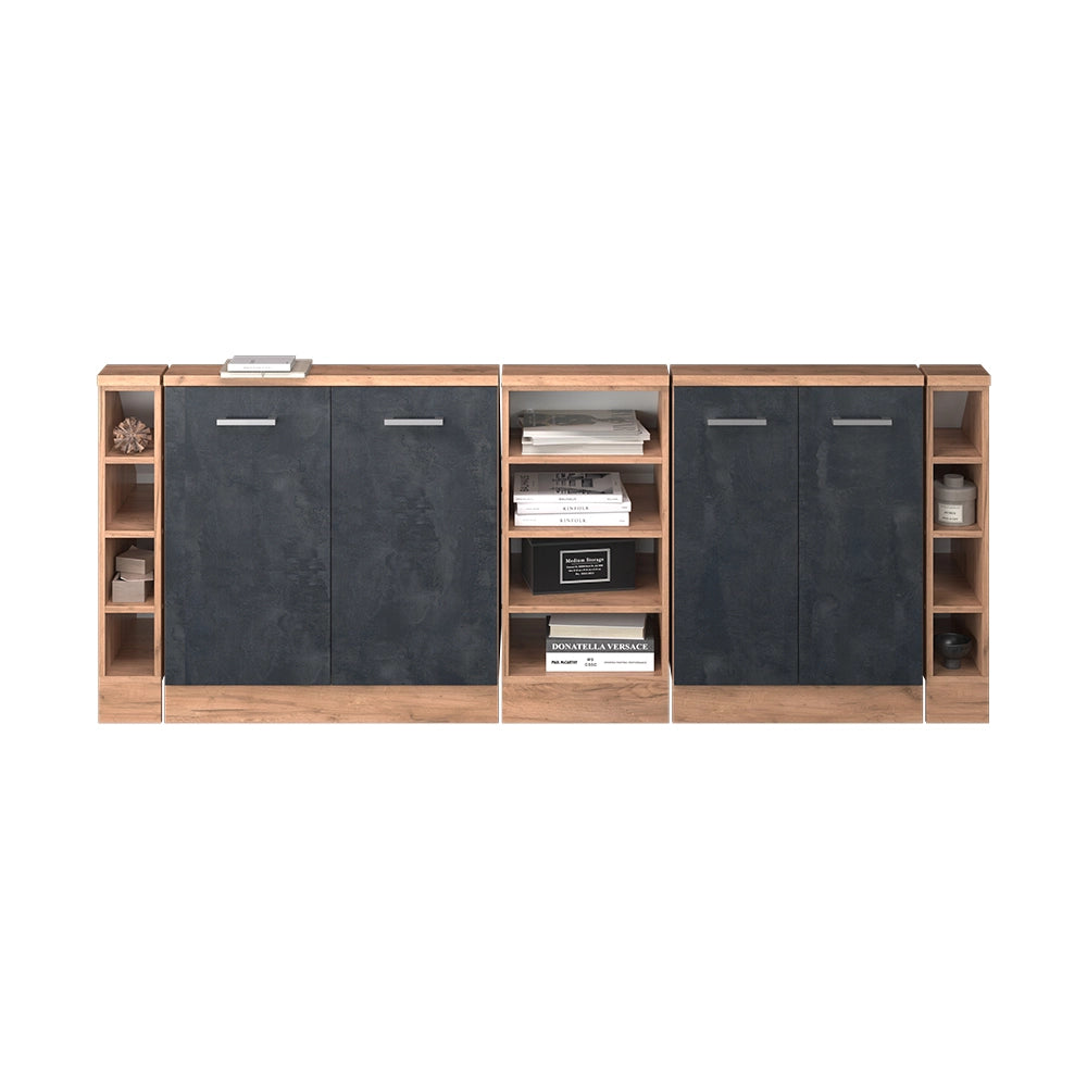 Set di mobili sottotetto Rion Calce nera/Rovere dorato Set di 5 Vicco