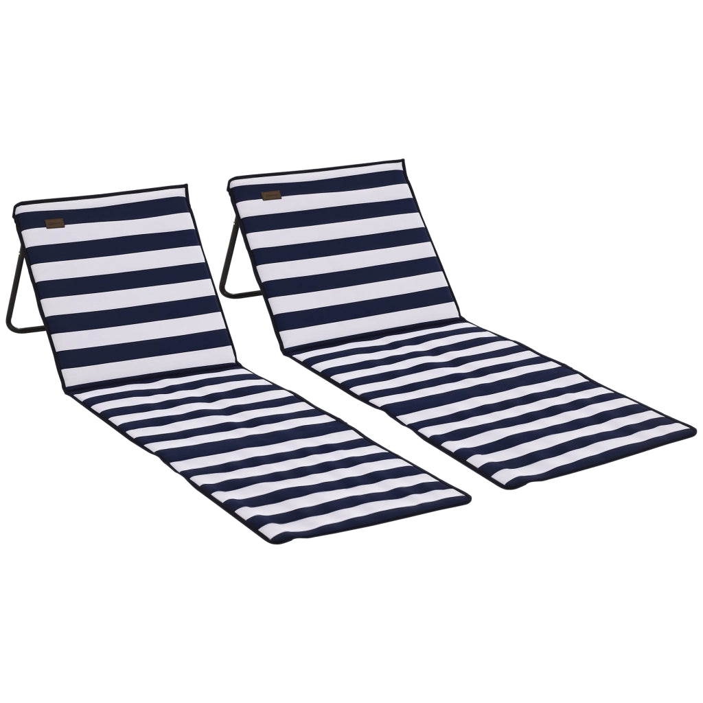 Sdraio da spiaggia pieghevole ¨C zephmum ¨C blu e bianco, acciaio, 142x51x40 cm