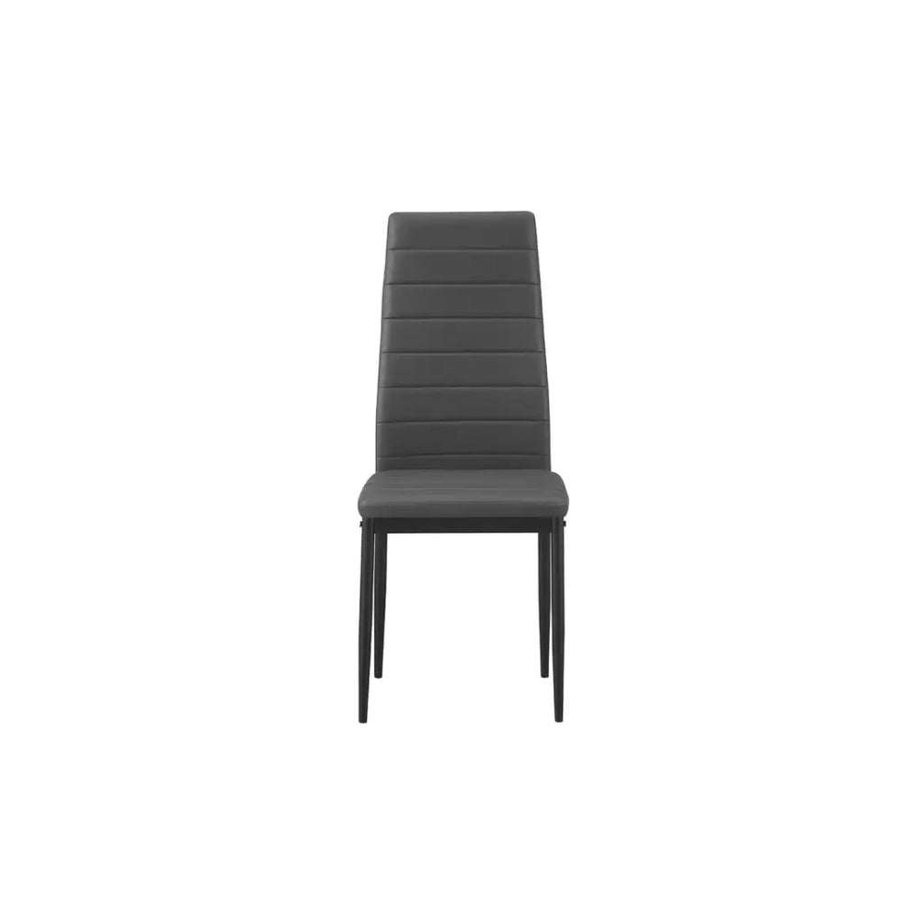 Set di 4 sedie da pranzo KEIZO – Design moderno – Gambe in metallo nero – Rivestimento in PU grigio
