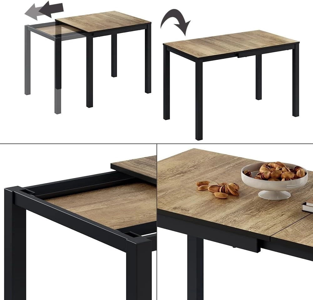 Tavolo da pranzo Granny, Rovere rustico/antracite, 120 x 70 cm Estensibile