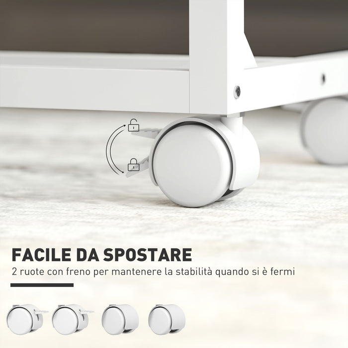 Tavolino da Lavoro Regolabile 55x36x62,5-82,5 cm con Piano Inclinabile in Legno e Metallo Bianco e Rovere