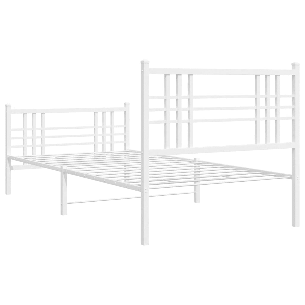 Giroletto con Testiera e Pediera-Struttura Letto Metallo Bianco 90x200 cm 332939