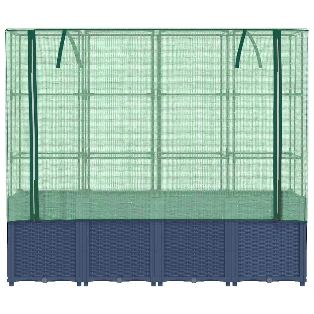 Letto rialzato con copertura per serra effetto rattan 160x40x153 cm 4015831