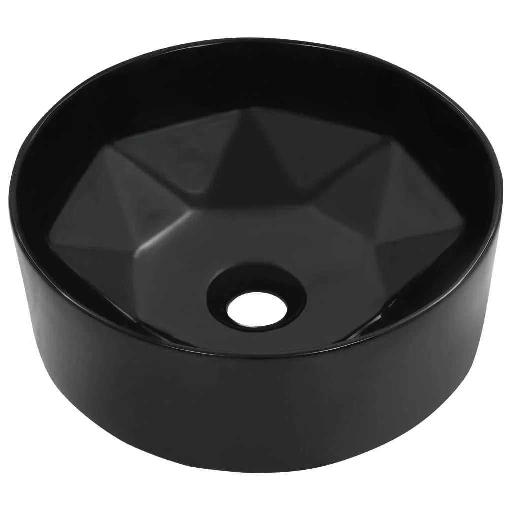 Lavabo da appoggio per l'interno del bagno cabina doccia cabina WC 36 x 14 cm ceramica nera 02_0002619