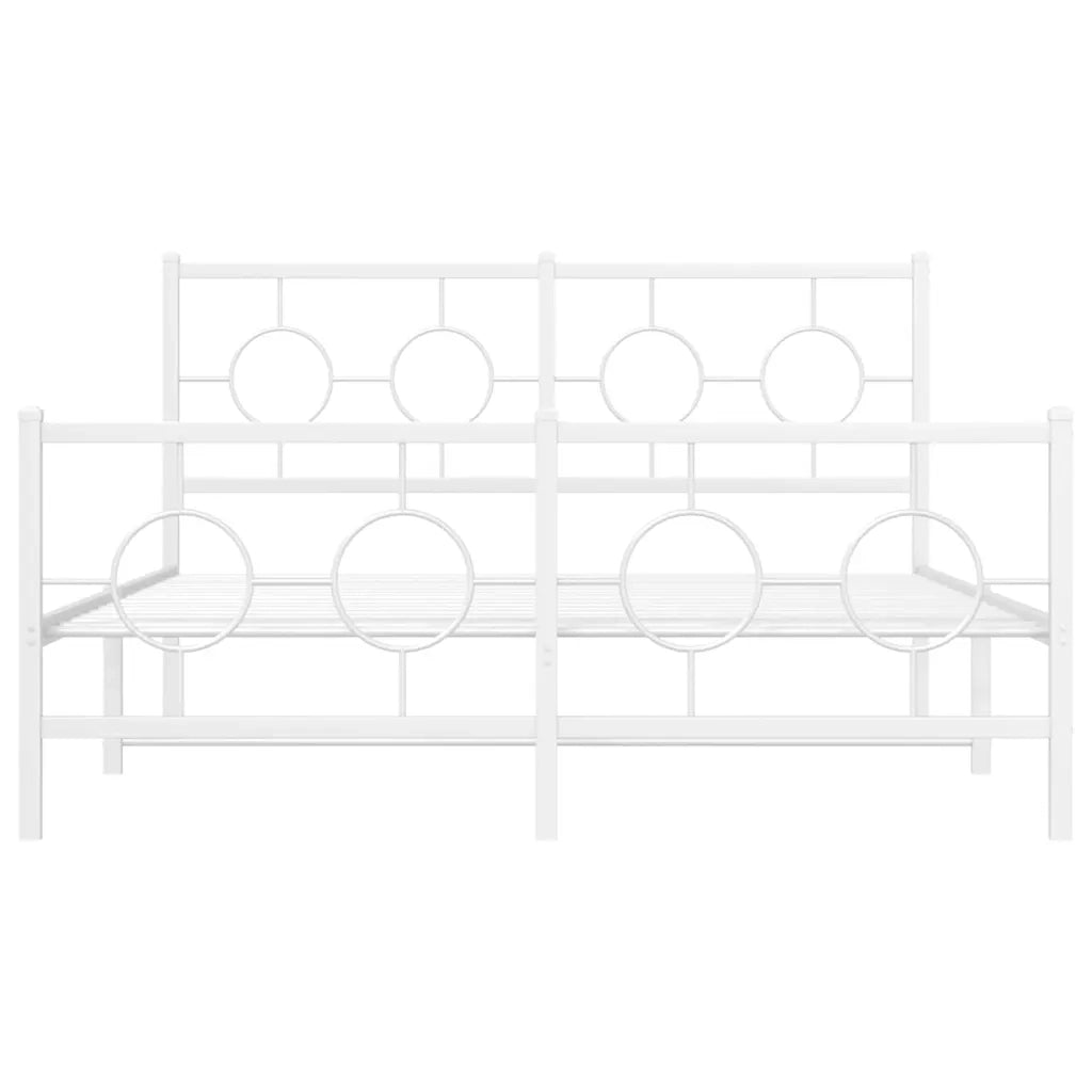 Giroletto con Testiera e Pediera-Struttura Letto Metallo Bianco 140x200 cm 427408