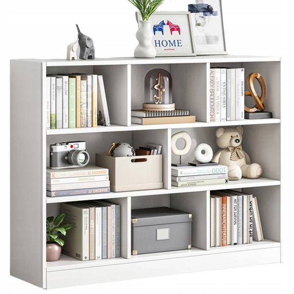 Scaffale Moderno Bianco 8 Ripiani con Cassettiera Grande Armadio Aperto