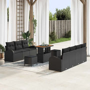 Set Divano da Giardino con cuscino con cuscino 10 pcs Nero