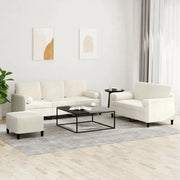Set di Divani 3 pz con Cuscini Crema in Velluto 3202052