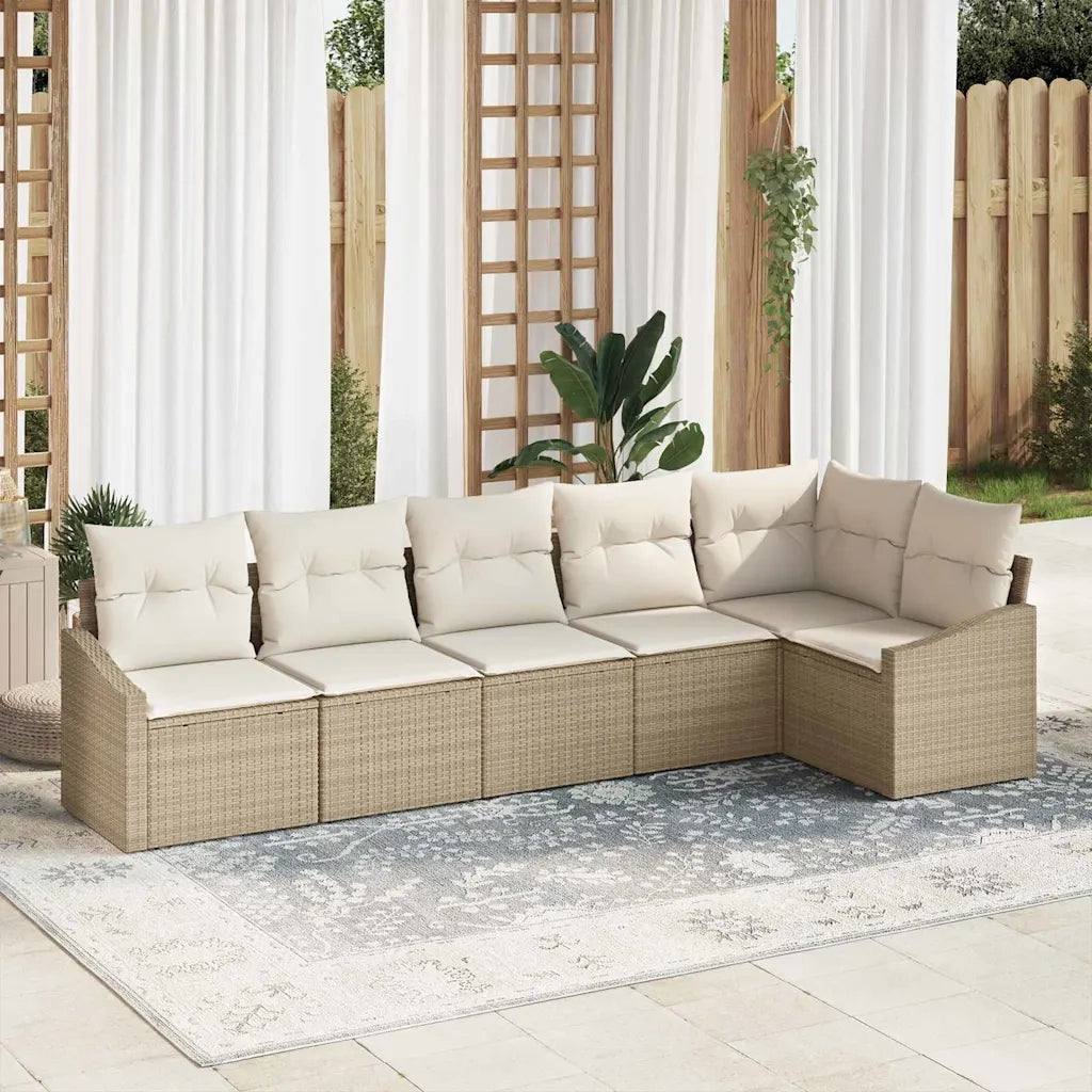 Set Divano da Giardino 6 pcs Beige e Bianco polyrattan 3355410