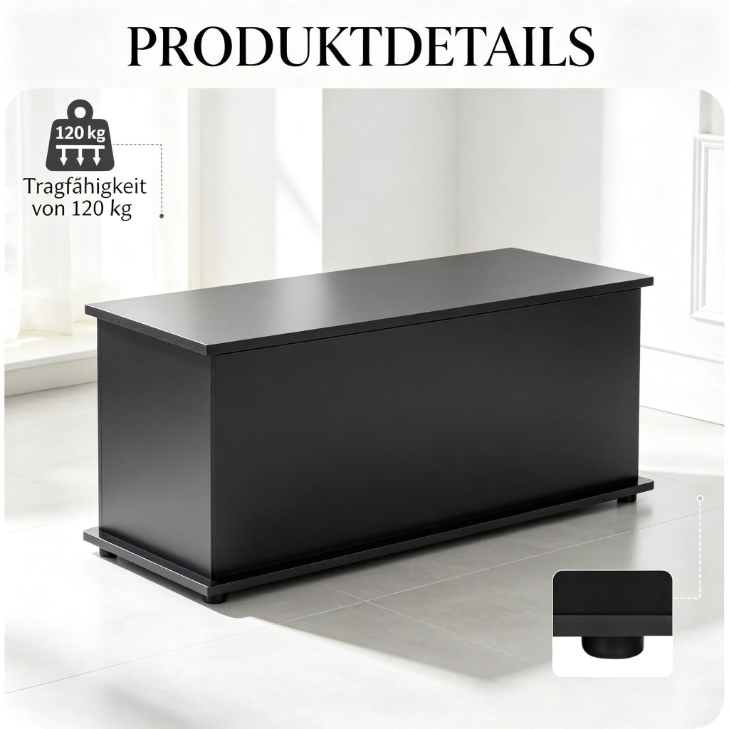 BAULE CONTENITORE 100x40x40 cm Nero in truciolare