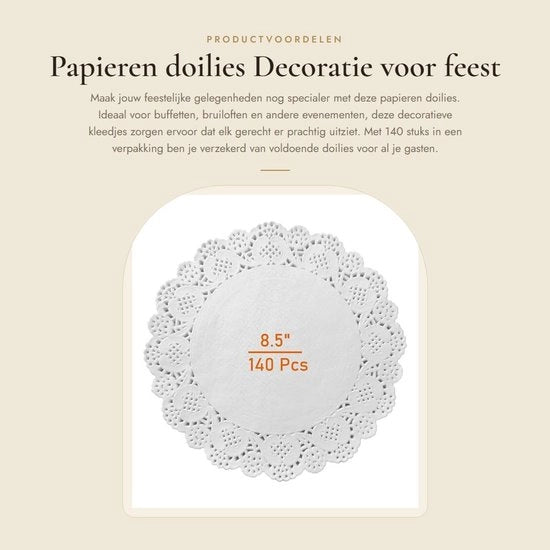 Doilies a forma rotonda 21,6 cm - 140 pezzi