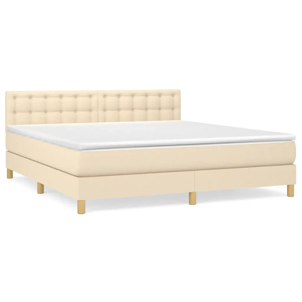 Giroletto a Molle con Materasso Crema 160x200 cm in Tessuto