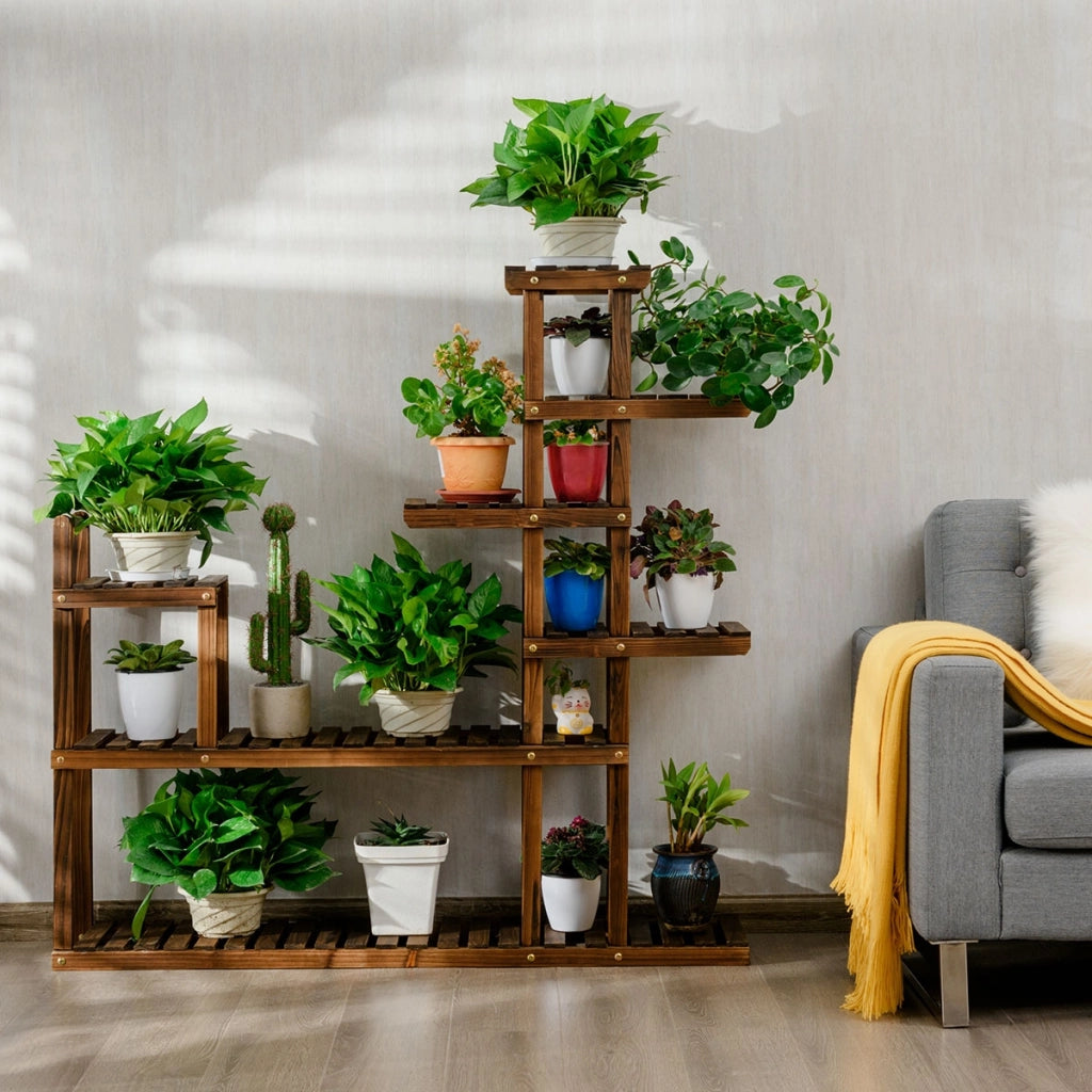 Scaffale di legno per piante e fiori-Espositore piante da interno ed esterno