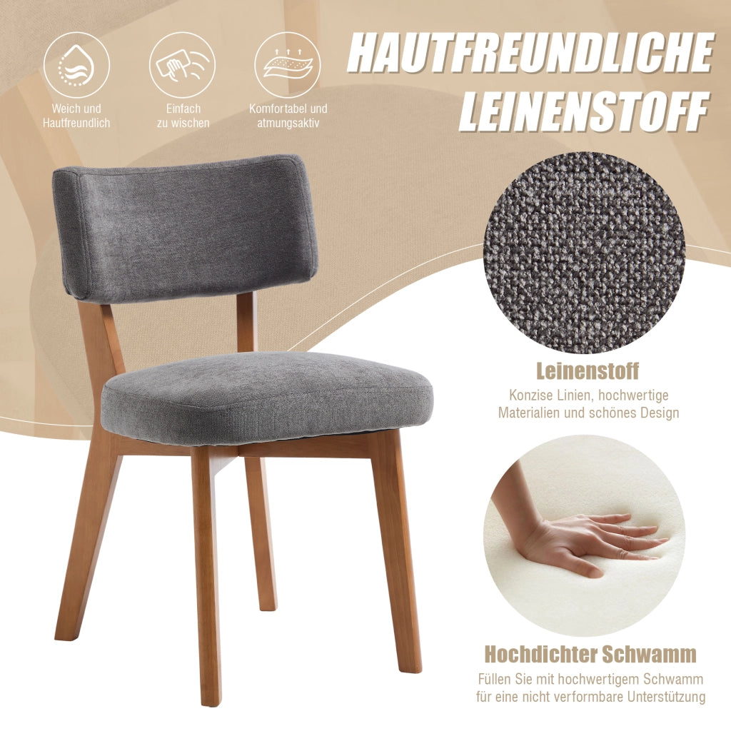 SEDIA da pranzo Set da 2 pezzi 54,5x47x77 cm Grigio Legno massello