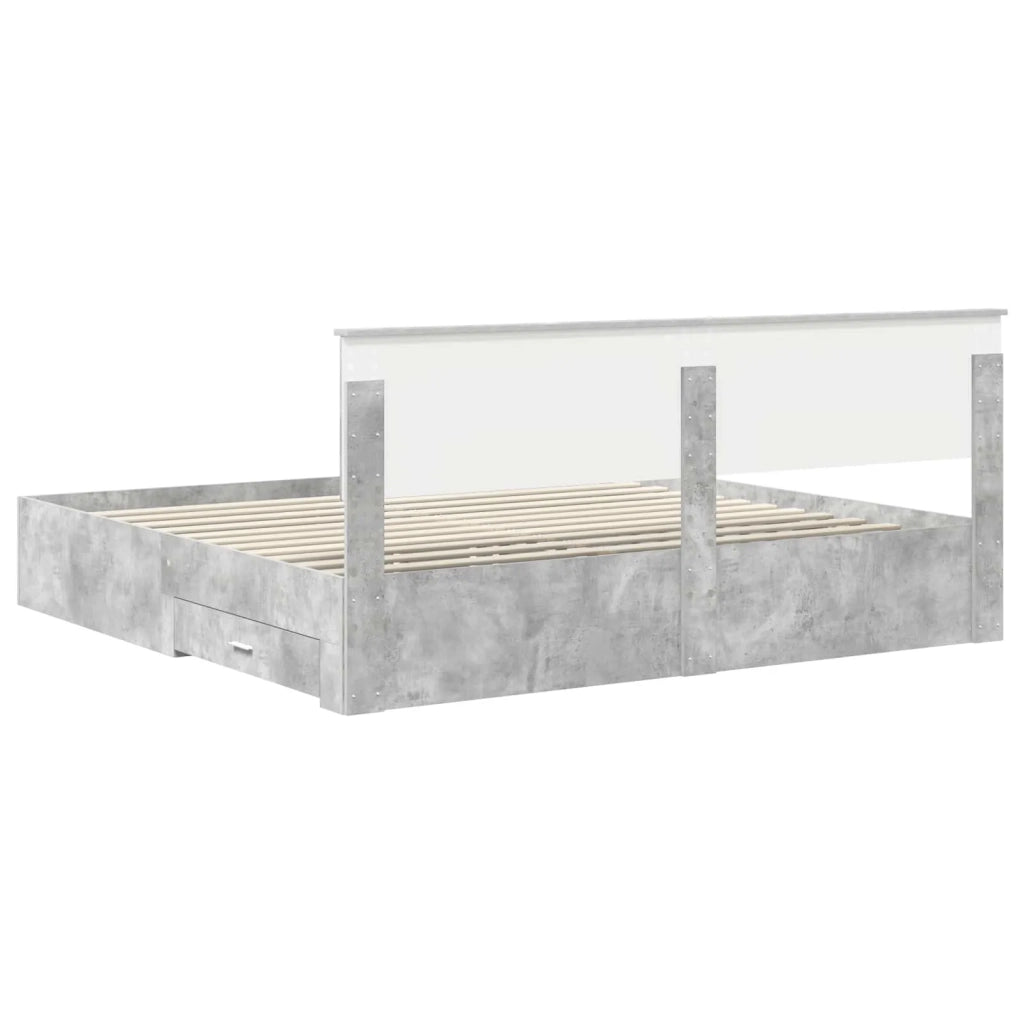 Struttura del letto con testiera Grigio cemento 200 x 200 cm 3410857