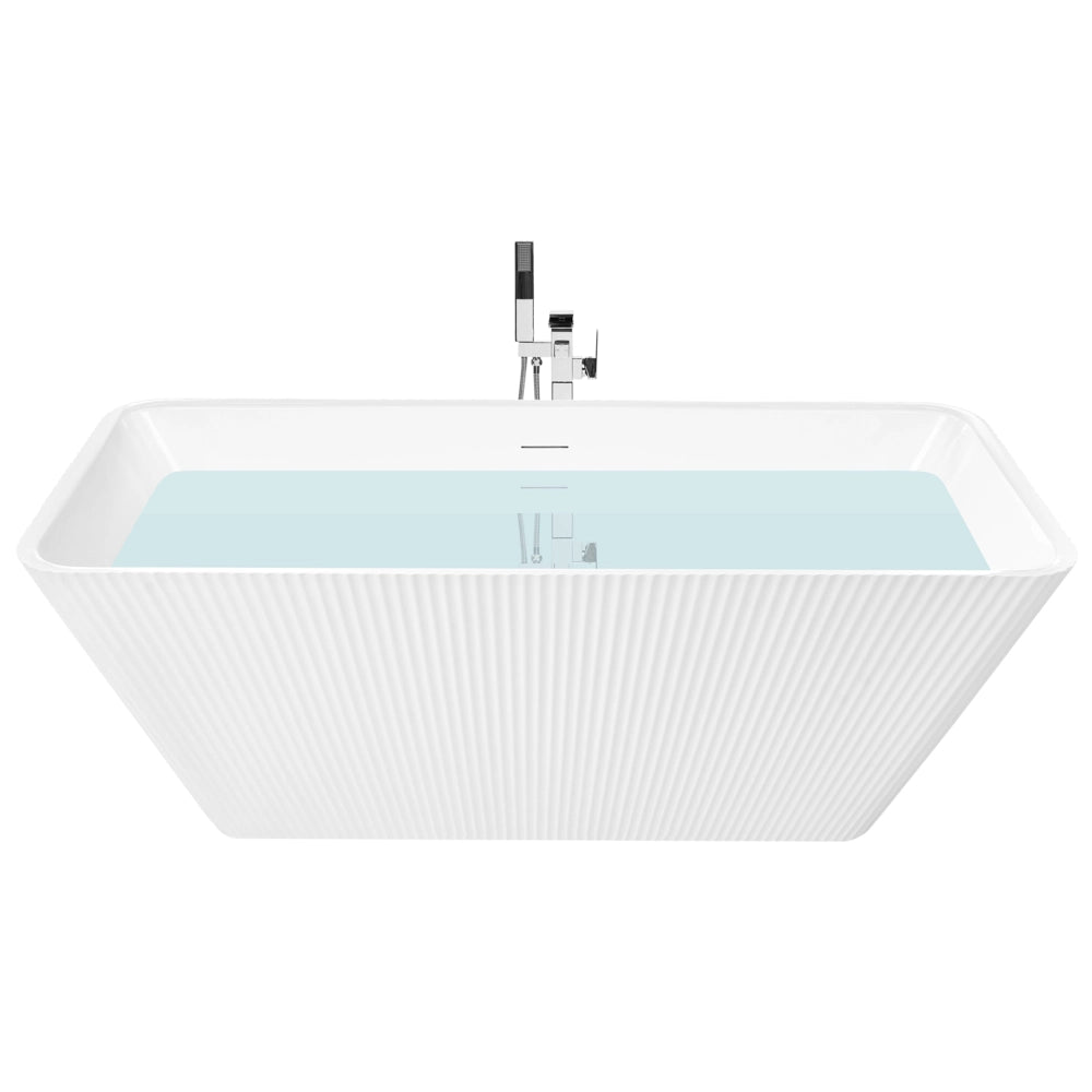Vasca da bagno freestanding in acrilico design moderno con bordi scanalati 170 cm bianca