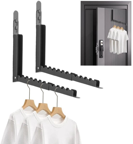 2-pack di chiodi per appendiabiti pieghevoli, appendiabiti pieghevoli per la porta, appendiabiti con 10 scanalature, installazione a muro, appendiabiti pieghevoli 90°, appendiabiti a muro, appendiabiti per balcone, appendiabiti per la stanza da lavanderia