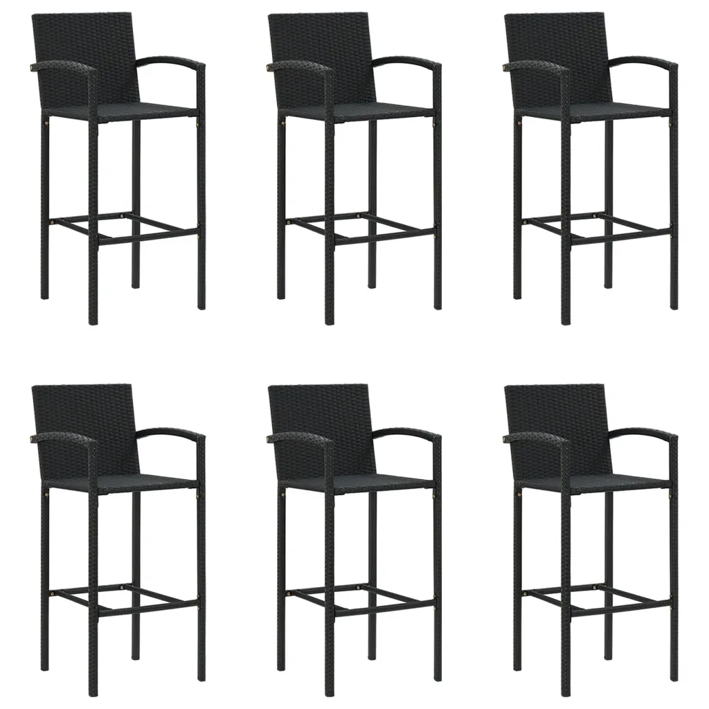 Set da Bar da Giardino 7 pz Nero in Polyrattan 3187669