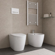 Sanitari ceramica a pavimento filo parete serie giunone bianco lucido *** accessori con sedile standard, confezione 1