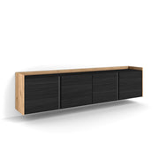 Mobile TV Soggiorno, 207x50x35 cm, Per TV fino a 80", Sospeso, da appendere, Nero e rovere