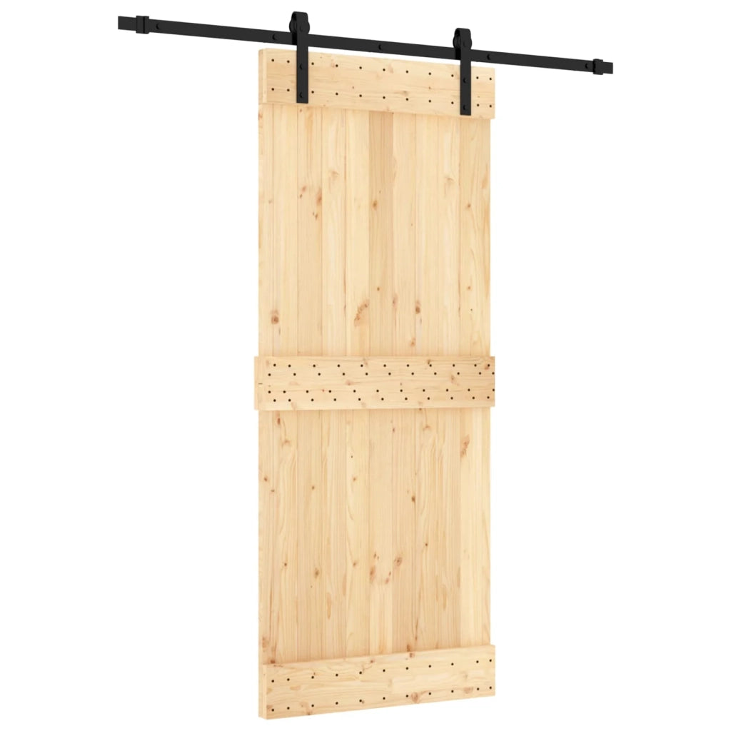Porta scorrevole Naturale e Nero 85 x 210 cm 3444898