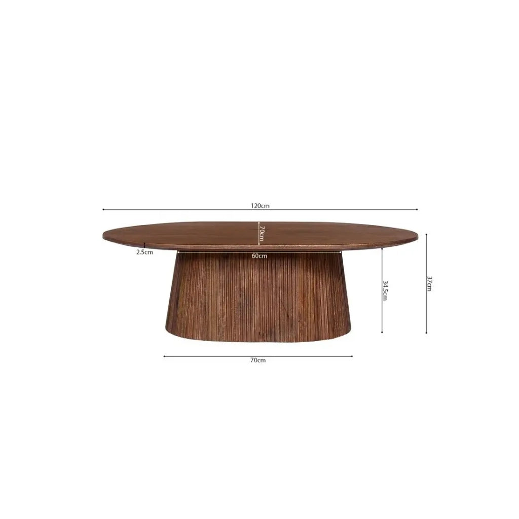 Tavolino basso ovale MITCHEL – Legno esotico di mango marrone 120x70 cm