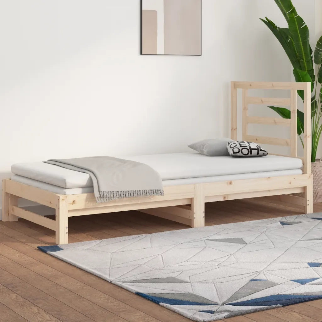 Letto singolo | Letto per adulti | Dormeuse Estraibile 2x(90x190) cm Legno Massello di Pino