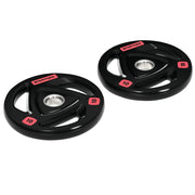 Set di 2 Dischi Pesi da 10kg in Acciaio con Rivestimento in Gomma per Bilanciere