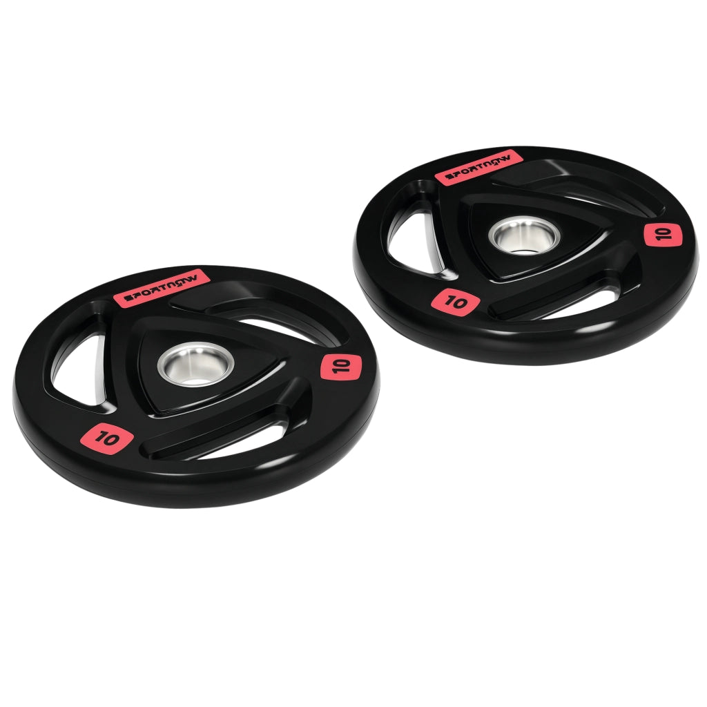 Set di 2 Dischi Pesi da 10kg in Acciaio con Rivestimento in Gomma per Bilanciere